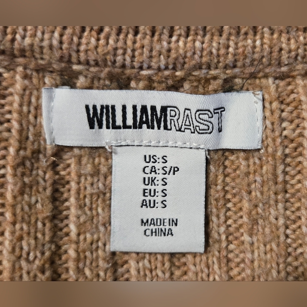 William Rast Ribbed Collared Cropped Sweater Tan Size Small - Picture 9 of 10